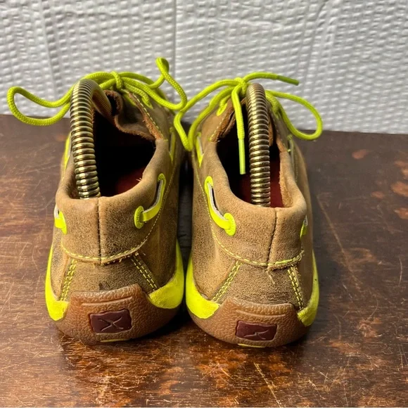 Twisted X Ladies Bomber Neon Yellow Driving Mocs Boat Shoes WDM0010 Size 6.5M - Picture 8 of 9